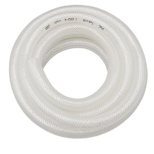 1/2" ID x 3/4" OD - 10 Ft High Pressure Braided Clear PVC Vinyl Tubing Flexible Vinyl Tube, Heavy Duty Reinforced Vinyl Hose Tubing