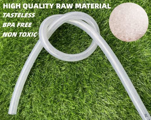 1/2" ID x 3/4" OD - 10 Ft High Pressure Braided Clear PVC Vinyl Tubing Flexible Vinyl Tube, Heavy Duty Reinforced Vinyl Hose Tubing