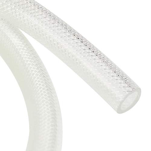 1/2" ID x 3/4" OD - 50 Ft High Pressure Braided Clear PVC Vinyl Tubing Flexible Vinyl Tube, Heavy Duty Reinforced Vinyl Hose Tubing, BPA Free and Non Toxic