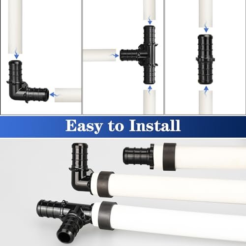 1/2" Poly PPSU Barb Crimp PEX Fitting, 30pcs PEX Fitting Combo, 10pcs Each Elbows Tees Straight Couplings, No Lead (30pcs, 1/2" Combo)