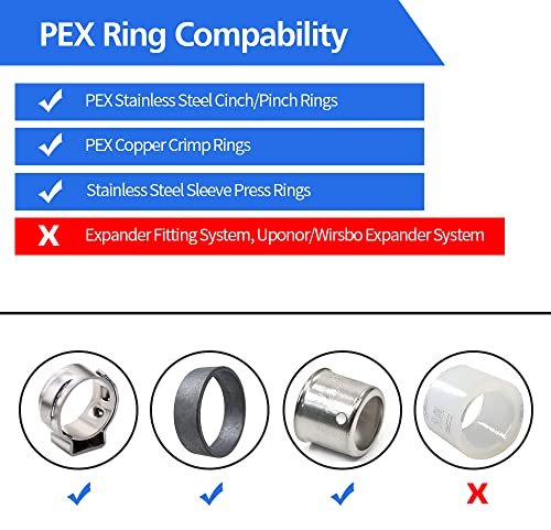 1/2" Poly PPSU Barb Crimp PEX Fitting, 30pcs PEX Fitting Combo, 10pcs Each Elbows Tees Straight Couplings, No Lead (30pcs, 1/2" Combo)
