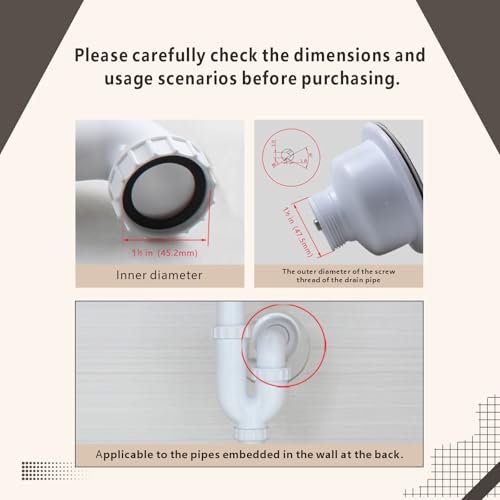1/2” Sink Drain Pipe Kit, Kitchen Sink Drain Pipe Kit with P Trap, Bathroom Sink Drain Kit, Odor Resistant Flexible Plumbing Pipe, Easy Installation & Replacement(white)