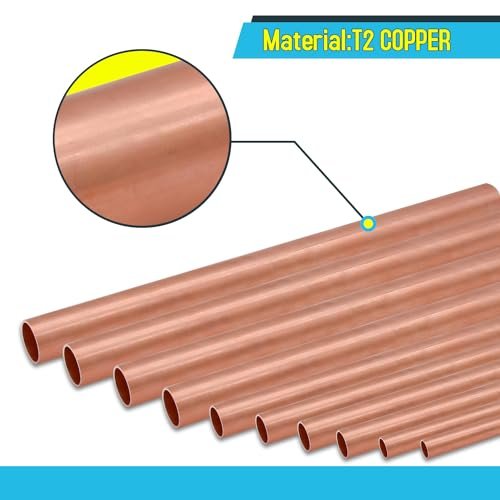 1/2"OD Copper Pipe, 1 mm Wall Thickness 10" Length Copper Round Tube Widely used in various industrial applications,Note that oxidation is normal, not rust.(2 Pcs)