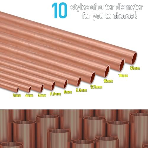 1/2"OD Copper Pipe, 1 mm Wall Thickness 10" Length Copper Round Tube Widely used in various industrial applications,Note that oxidation is normal, not rust.(2 Pcs)