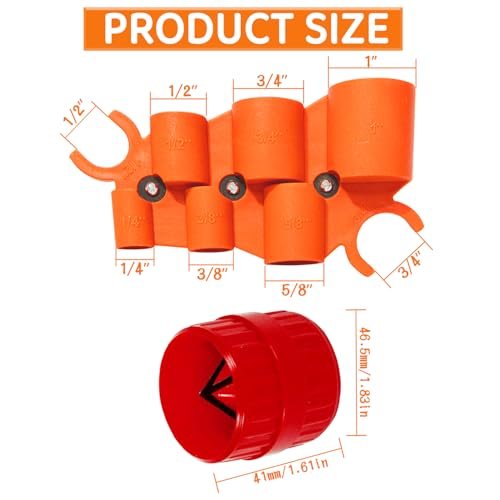 1/4'' - 1'' Depth Gauge and Pipe Deburring Tool Kit, 1/8'' to 1-5/8'' Inner Outer Reamer Pipe Tubing Chamfer Tool for PVC, PPR, CPVC, Brass, Aluminum Pipe