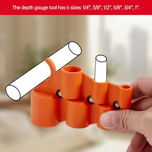 1/4'' - 1'' Depth Gauge with 2Pcs Pipe Deburring Tools Kit, 1/8'' to 1-5/8'' Inner Outer Reamer Pipe Tubing Chamfer Tool for PVC PPR Brass CPVC PE-RT Aluminum Pipe