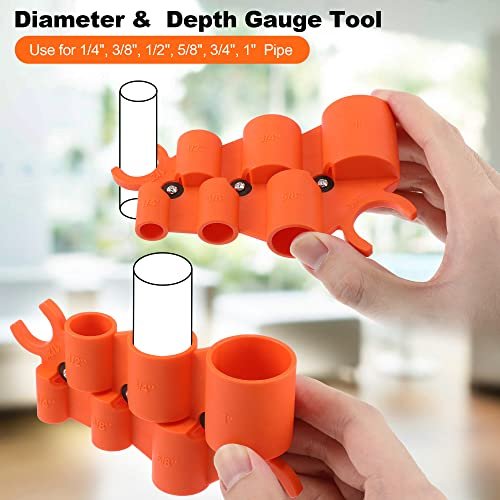 1/4'' to 1'' Depth and Diameter Gauge Tool, Push to Connect Plumbing Fittings Removal Tool for PVC PPR Brass CPVC PERT Aluminum, 1 Piece