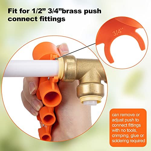 1/4'' to 1'' Depth and Diameter Gauge Tool, Push to Connect Plumbing Fittings Removal Tool for PVC PPR Brass CPVC PERT Aluminum, 1 Piece