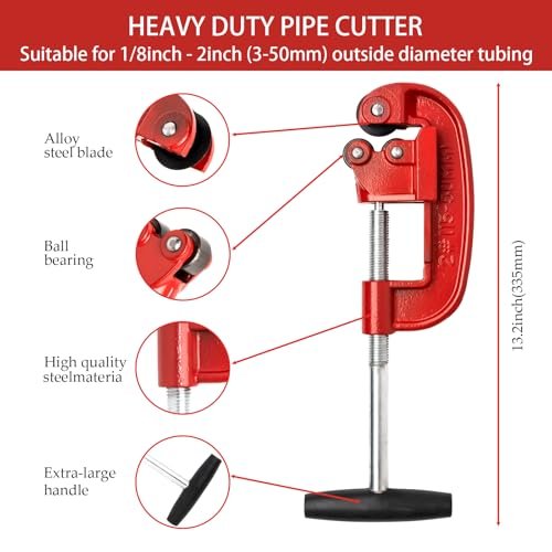 1/8-2"Heavy Duty Pipe Cutter With an Extra Blade,Rigid Pipe Cutters,Metal Pipe Cutter Tool,Metal Tube Cutter Cuts Up to Galvanized Pipe,Copper, and Iron Pipe