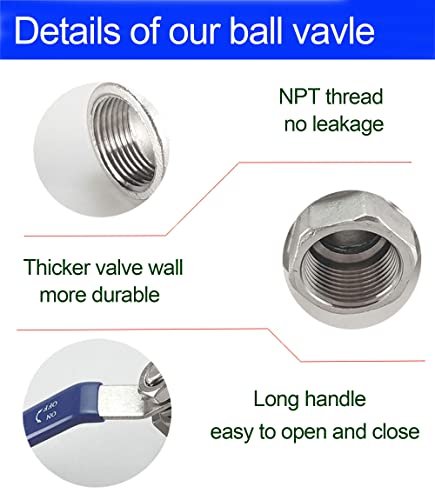 1 Inch Ball Valve, Heavy Duty Male NPT (MNPT) X Female NPT (FNPT) Thread with Long Handle Switch, 304 Stainless Steel NPT Full Port Forged 1" Ball Valve for Water Oil and Gas, 1000 WOG (1 Piece)