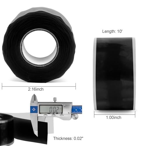 1 Inch x 10 FT Black Self-Fusing Silicone, Thickness 0.5mm Hose Repair Tape, Heavy Duty and Leak Proof Rubber Hose Tape, Pipe for Water - Black