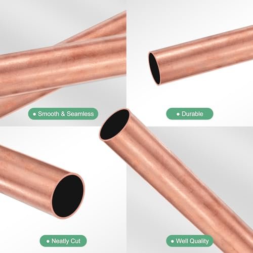 1-Pack 200mm Copper Round Tube, 25mm OD 1mm Wall Thickness Copper Seamless Tubing for Construction/Machining/DIY Crafting, Metal Straight Pipe [1x0.04x7.87IN]