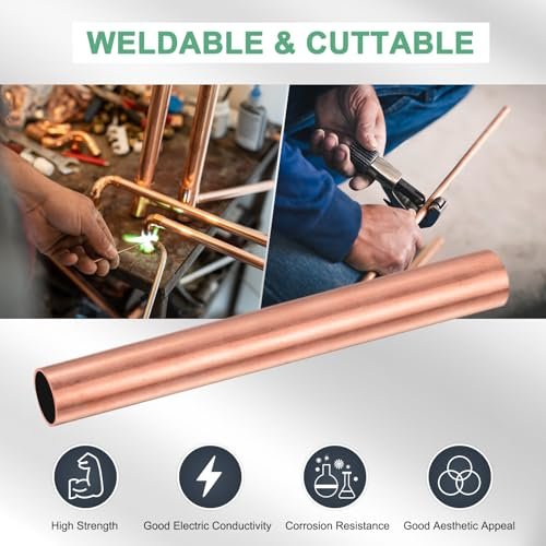 1-Pack 200mm Copper Round Tube, 25mm OD 1mm Wall Thickness Copper Seamless Tubing for Construction/Machining/DIY Crafting, Metal Straight Pipe [1x0.04x7.87IN]