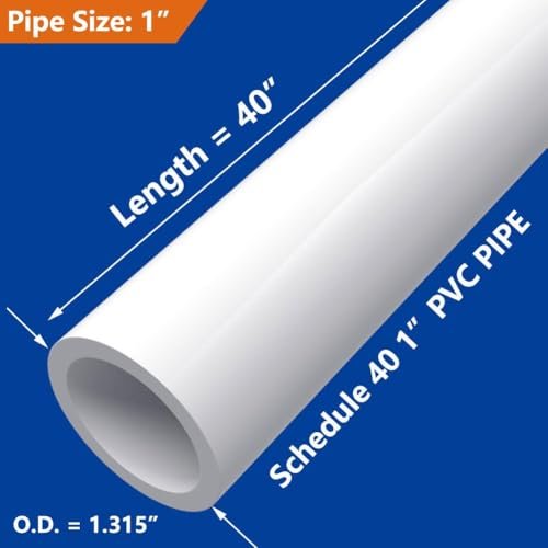 1" PVC Pipe Furniture Grade, DIY PVC Projects for the Home, Garden, Greenhouse, Farm and Workshop, Sch. 40 White [40" x 10 Pack]