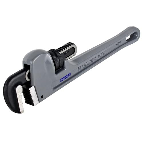 10 Inch Aluminum Pipe Wrench, 1-5/8"/41mm Adjustable Cr-Mo Jaw Opening Heavy Duty Straight Handle Plumbing Wrenches, Perfect Plumbers Tool Exceed GGG Standard