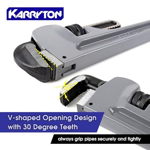 10 Inch Aluminum Pipe Wrench, 1-5/8"/41mm Adjustable Cr-Mo Jaw Opening Heavy Duty Straight Handle Plumbing Wrenches, Perfect Plumbers Tool Exceed GGG Standard