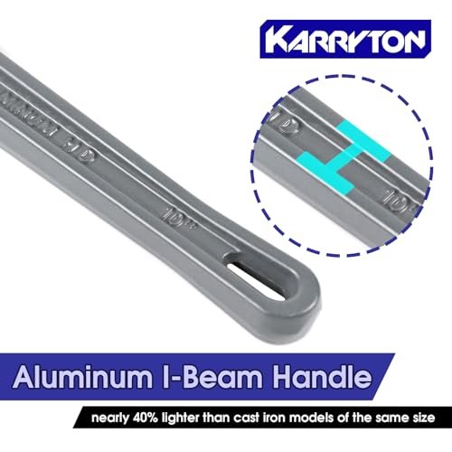 10 Inch Aluminum Pipe Wrench, 1-5/8"/41mm Adjustable Cr-Mo Jaw Opening Heavy Duty Straight Handle Plumbing Wrenches, Perfect Plumbers Tool Exceed GGG Standard
