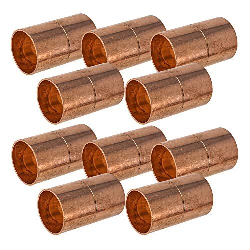 10-Pack 1/2-Inch Copper Coupling with Stop (Roll or Dimple), C x C Sweat Connection, Certified Safe (CWCR0012-10P)