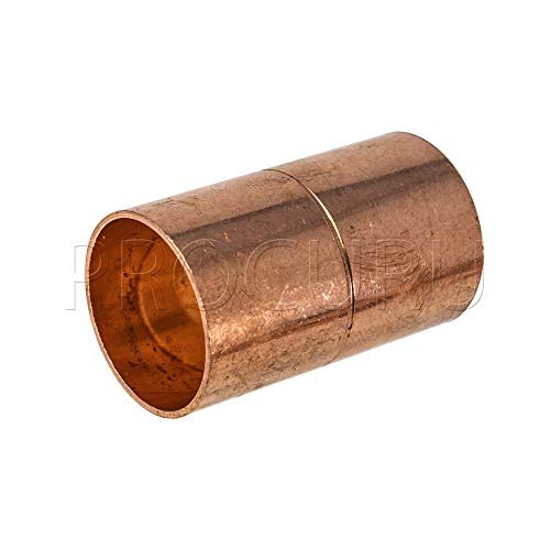 10-Pack 1/2-Inch Copper Coupling with Stop (Roll or Dimple), C x C Sweat Connection, Certified Safe (CWCR0012-10P)