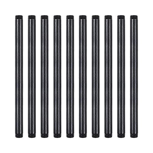 10 Pack 1/2 Inches x 12 Inches Black Malleable Steel Nipples Fitting, DIY Steampunk Industrial Vintage Style.