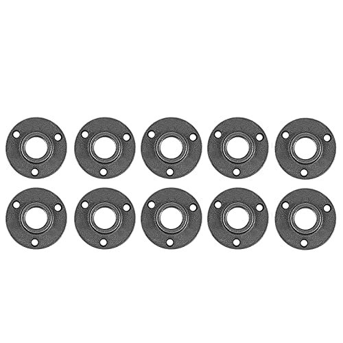 10 Pack 3/4 inches Malleable Cast Iron Pipe Flange, Industrial Pipe Flanges for Threaded Black Pipes and Fittings, DIY Steampunk Industrial Vintage Style.