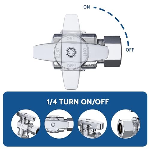 10 Pack Angle Stop Valve,1/2" Nominal Comp (5/8"OD Comp,Fits 1/2" Copper Pipe) X 3/8'' OD Compression Quater Turn Elbow Valve, 5/8 Inches OD X 3/8 Inches OD Shut Off Valve,Chrome