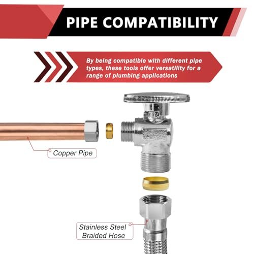 10-Pack EFIELD Angle Stop Valve 1/2" Nominal (5/8" OD) Compression x 3/8" OD, 1/4-Turn,(VALVE116-10PCS)