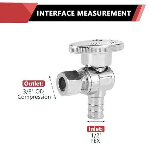 10-Pack EFIELD Shut off Valve 1/4 Turn Angle Stop Valve 3/8" OD Compression X 1/2" Pex Chrome Plated Brass,(VALVE076-10PCS)