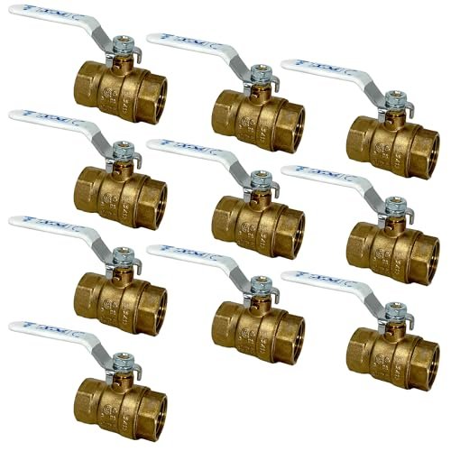 [10-Pack] PROCURU 1/2-Inch FIP Female NPT Threaded (FxF) Heavy Duty Brass Ball Valve, Full Port, 600 WOG, LF Certified Safe (3BT050-10P)