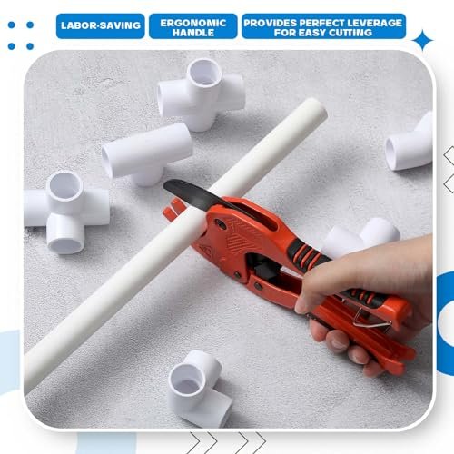 10 Pcs 1/2 Inch x 1 ft PVC Pipe with 42 Pcs PVC Pipe Fittings Elbow Set and 1 Cutter White DIY Projects Connection Tee for Home, Greenhouse, Farm, Workshop, Garden