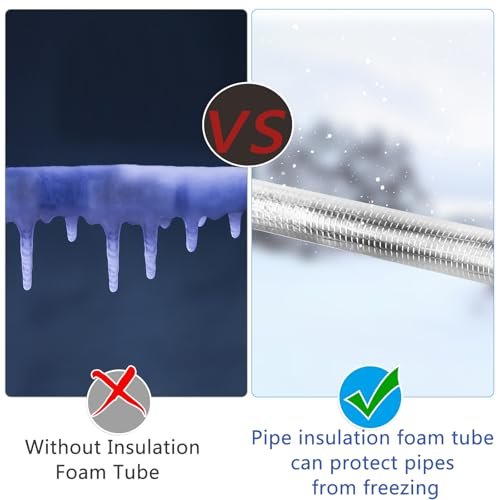 10 Pcs Pipe Insulation Foam Tube Self Adhesive Insulation Foam Wrap Aluminum Foil Pipe Covers for Spigot, Winter Outside Pipes, Sprinkler, Water Heater Pipes Freeze Protection (1.3 Ft x 0.8 Inch)