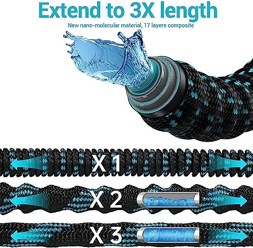 100 ft Expandable Garden Hose - 2025 New Kink Free Flexible Water Hose 100ft with 10 Pattern Spray Nozzle, 3/4 Solid Brass Connectors, Retractable Latex Core - Lightweight Expanding Hose