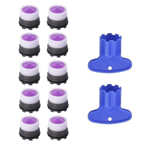 10Pcs Faucet Aerator M16.5, Aerator Replacement for Sink Faucet Flow Restrictor, Kitchen Cache Aerators Bathroom Sink Aerator with 2 Pcs Key Removal Wrench Tool (16.5 MM)