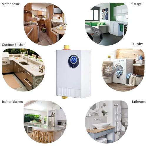 110V Tankless Water Heater Electric, 3000W Compact Water Heater Under Sink, Conveniently Convertible Between Fahrenheit and Celsius