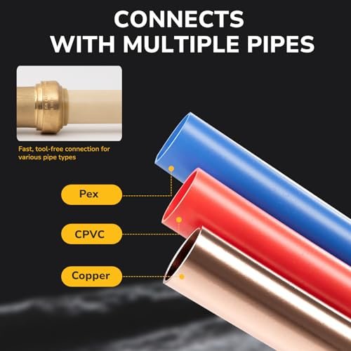 12 Pack 1/2" Push Fit End Cap, Push to Connect Brass Plumbing Fitting for PEX, Copper, CPVC Pipe, Heavy Duty Push Cap Fitting with Upgraded Stiffener and Disconnect Clip, NSF & UPC Certified