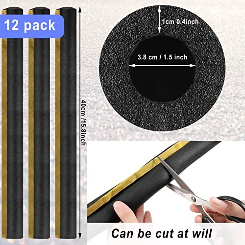 12 Pack Pipe Insulation Foam Tube,1.5 Inch x 1.31 ft,for Hot and Cold Water Pipes,Pre Slit Self Adhesive Foam Pipe Covers,15.75 Feet Total