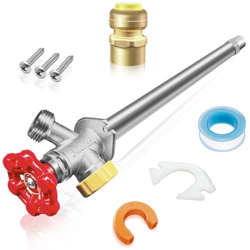 12inch Anti-Siphon Frost Free Sillcock, No Lead Brass Frost Proof Outdoor Faucet Bib with Backflow Preventer, 1/2" Push-to-Fit Connector X 3/4 Inch Hose Bibb Frost Free Spigot