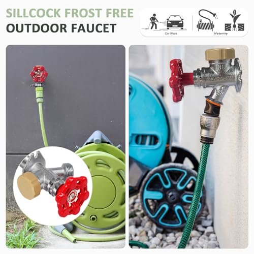 12inch Anti-Siphon Frost Free Sillcock, No Lead Brass Frost Proof Outdoor Faucet Bib with Backflow Preventer, 1/2" Push-to-Fit Connector X 3/4 Inch Hose Bibb Frost Free Spigot