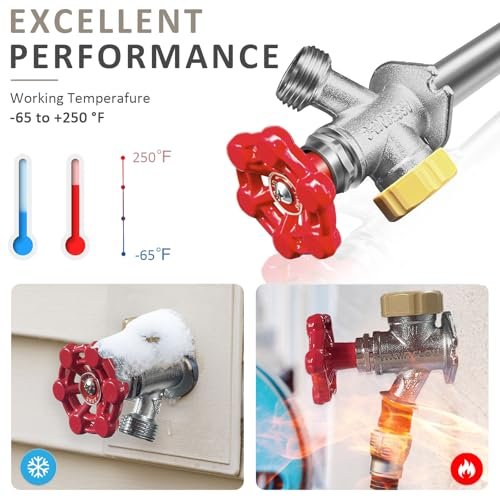 12inch Anti-Siphon Frost Free Sillcock, No Lead Brass Frost Proof Outdoor Faucet Bib with Backflow Preventer, 1/2" Push-to-Fit Connector X 3/4 Inch Hose Bibb Frost Free Spigot