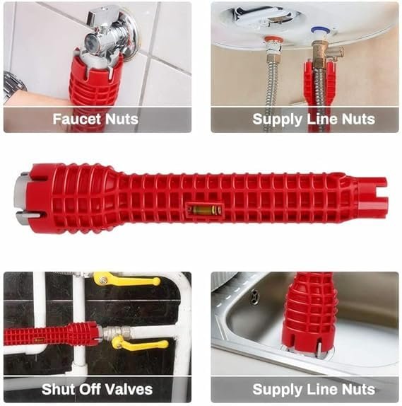 14-in-1 Multi-functional Pipe Wrench, Faucet and Sink Installer, Anti-Slip Pipe Wrench Plumbing Tool for Sink/Bathroom/Kitchen Plumbing Installation and Repairs