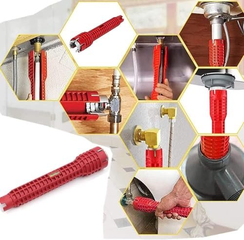 14-in-1 Multi-functional Pipe Wrench, Faucet and Sink Installer, Anti-Slip Pipe Wrench Plumbing Tool for Sink/Bathroom/Kitchen Plumbing Installation and Repairs