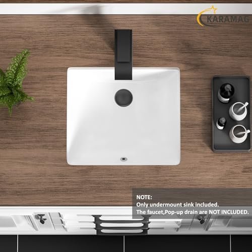 14 Inch Small Undermount Bathroom Sink Rectangle Undermount Sink White Ceramic Under Counter Bathroom Sinks with Overflow (14.4"x12.7")