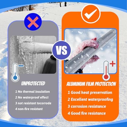 16 Pack Pipe Insulation Foam Tube, 3/4'' Self Adhesive Pre Slit Foam Pipe Covers Polyethylene with Aluminum Foil for Spigot, Winter Outside Pipes, Sprinkler, Water Heater Pipes Freeze Protection
