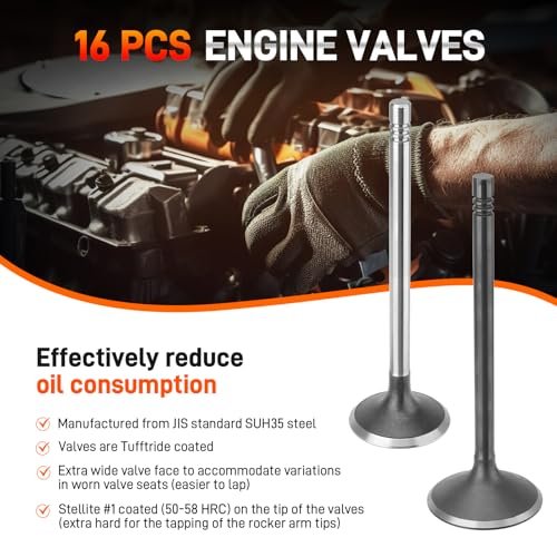 16PCS Intake & Exhaust Engine Valves Compatible with GM 2.0L 2.2L 2.4L ECOTEC DOHC – Chevy Cobalt/Cavalier/HHR/Malibu, Pontiac G5/G6/Grand Am, Saturn Ion/Vue, Oldsmobile Alero OE#12622329, 12615936