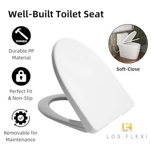 17.3" Elongated One Piece Toilet with Rimless Swirl Flush, Los Flexi Modern Toilets For Bathrooms, ADA Chair Height, Dual Flush 1.0/1.28 GPF, White 17 Inch Toilet Bowl, Soft-Close Seat & 12" Rough-In