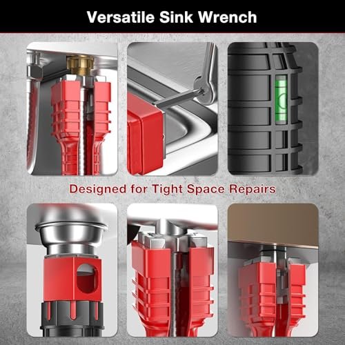 18 in 1 Multifunctional Sink Wrench, Plumbing Tool for Professional Plumbers, Faucet Installation Tool for Tight Spaces, for Kitchens, Bathrooms & Toilets