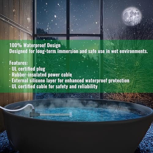 1800W Immersion Water Heater for pool & Hot Tub – Portable Fully Submersible Electric Heater with Wifi Timer & Temp Control for Inflatable Pool, Above Ground Pool, Spa, bucket & Bathtub