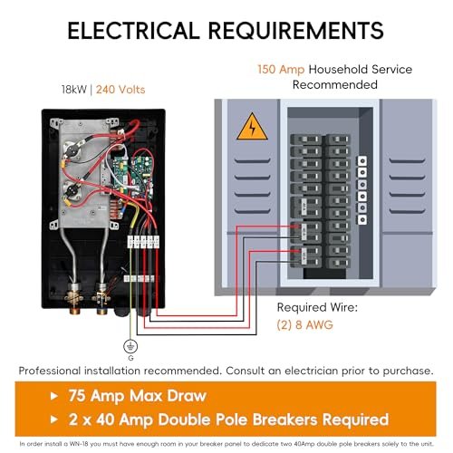 18kW Tankless Water Heater Electric 240V WINTEMP, On Demand Instant Hot Water Heater, Up to 4.3 GPM, with LED Temperature Display, Whole House Hot Water Supply, WiFi Control, ETL Certified