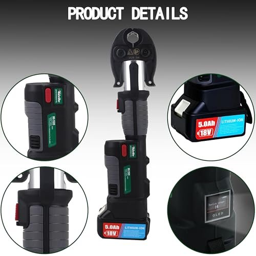 18V Electric Pipe Crimping Tool for 1/2" 3/4" 1" Pipes, Brushless Motor Pro Press Tool with 360° Rotation, 3 Jaws for Stainless Steel, Copper, Automatic Crimper for Plumbers