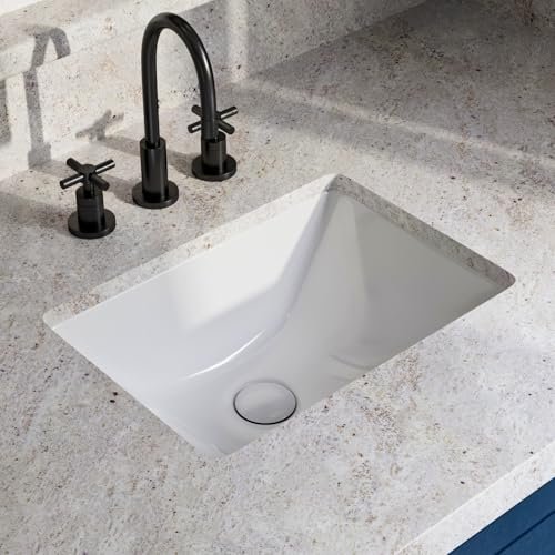 18W" x 13D" Undermount Bathroom Sink, Los Flexi Compact Rectangular 18 Inch Ceramic Undermount Lavatory Sinks for Small Bathrooms, White Undercounter Vanity Sinks with Overflow
